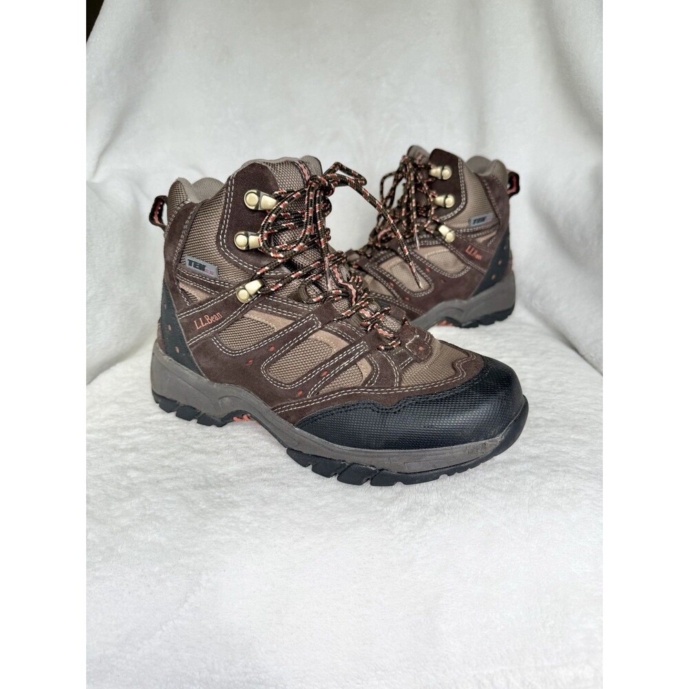 LL Bean Tek 2.5 Hiking Waterproof Trail Boots leather red brown Youth Size 6